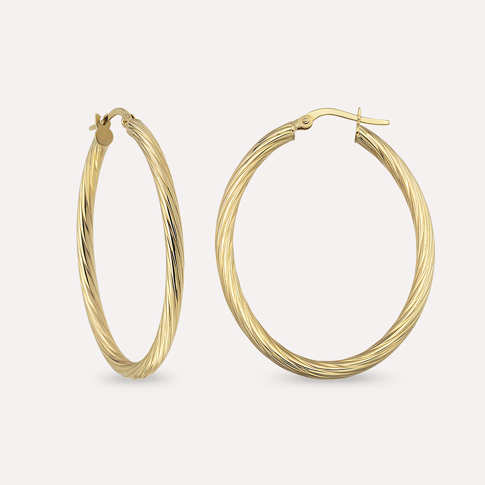 Linear Jr. Yellow Gold Hoop Earring - Nev Jewellery (1)