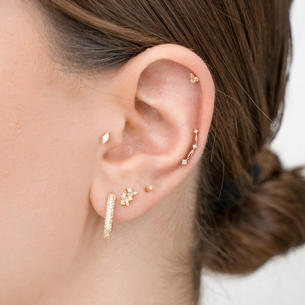 Link Diamond Rose Gold Piercing - Nev Jewellery (1)
