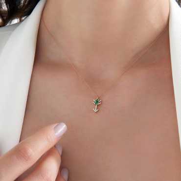 Little Arrow 0.23 CT Emerald and Diamond Pendant - Nev Jewellery