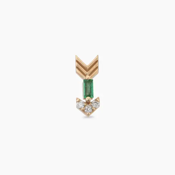 Little Arrow Diamond and Emerald Rose Gold Piercing - 3