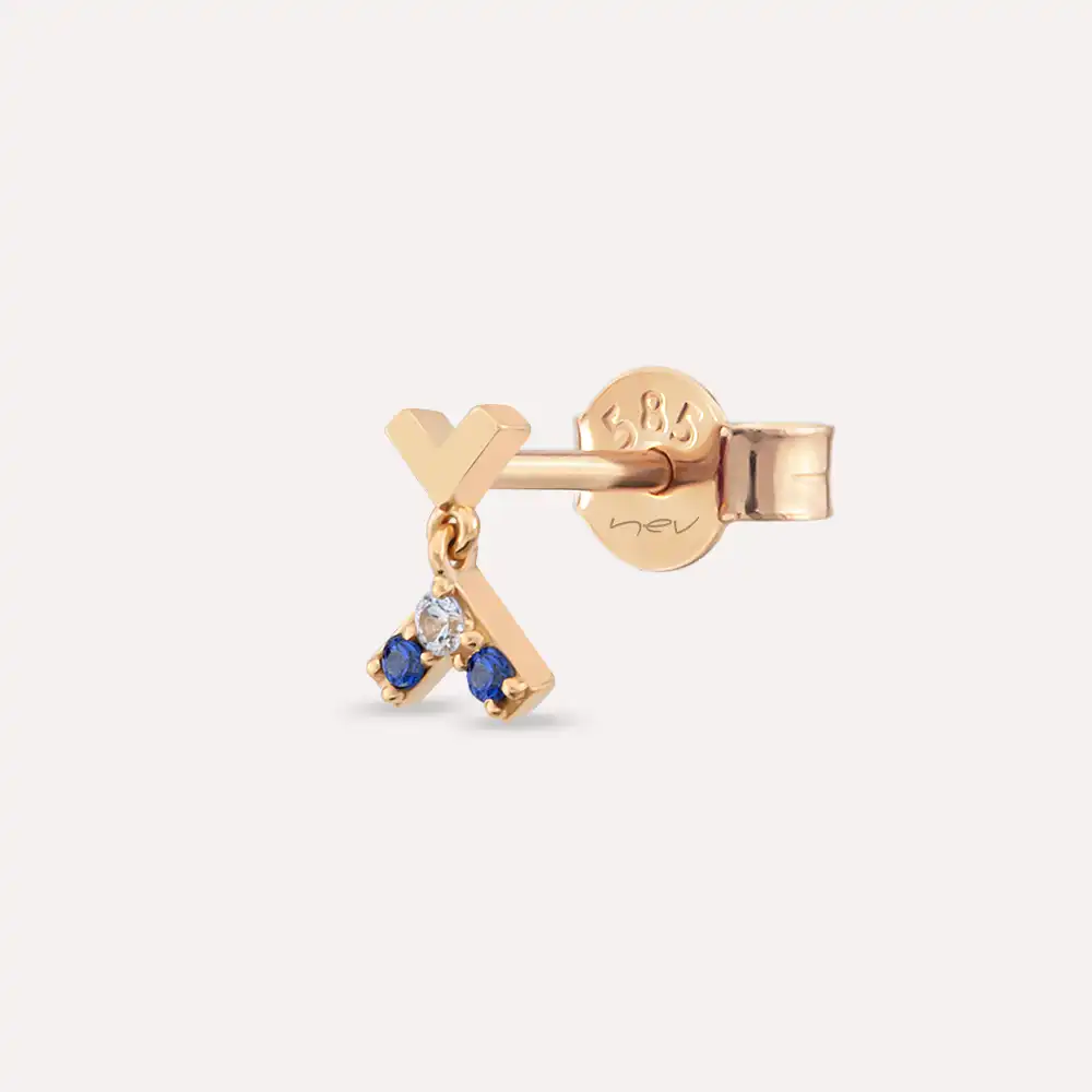 Liv Multicolor Sapphire Rose Gold Single Earring - Nev Jewellery (1)