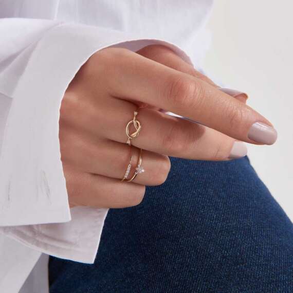  Loop 0.02 CT Diamond Rose Gold Ring - 1
