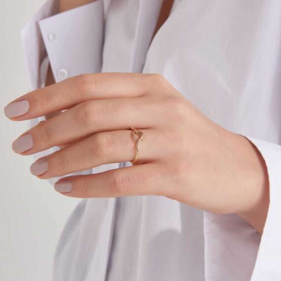  Loop 0.02 CT Diamond Rose Gold Ring - 3