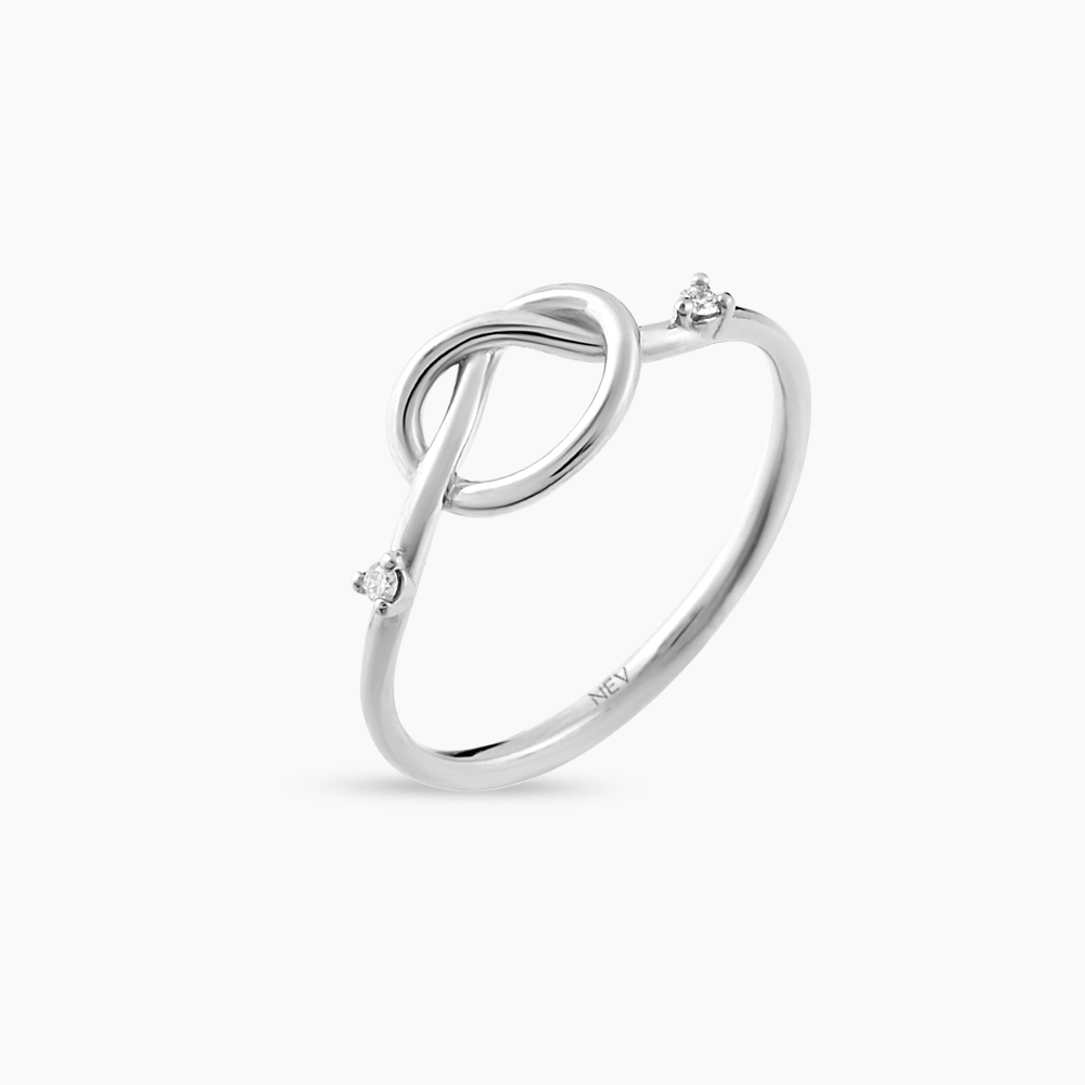 Loop 0.02 CT Diamond White Gold Ring - 5