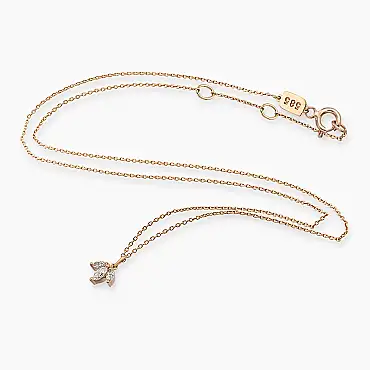 Lotus 0.12 CT Marquise Cut Diamond Rose Gold Lotus Necklace - Nev Jewellery (1)