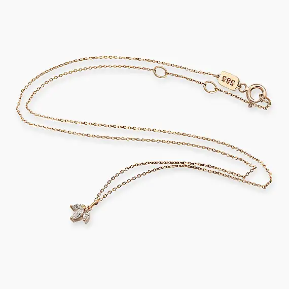 Lotus 0.12 CT Marquise Cut Diamond Rose Gold Lotus Necklace - 2