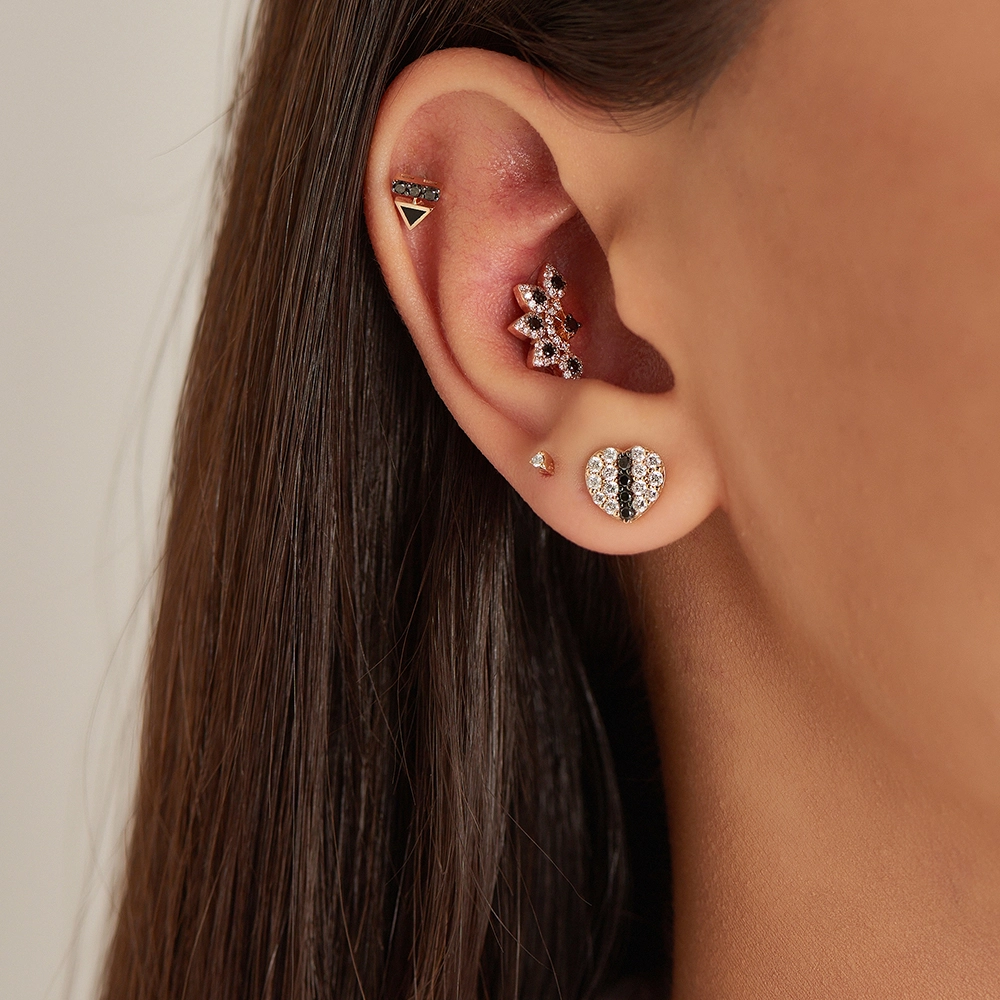 Love 0.23 CT Black Diamond Rose Gold Single Earring - Nev Jewellery (1)