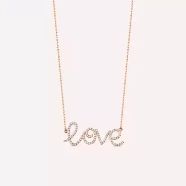 Love 0.50 CT Diamond Rose Gold Necklace - Nev Jewellery (1)