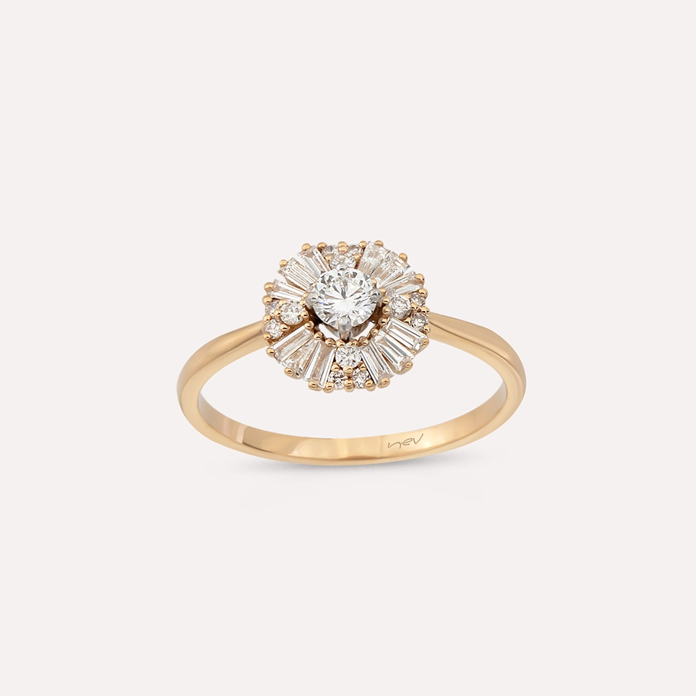 Luisa 0.47 CT Trapeze Cut Diamond Rose Gold Ring - Nev Jewellery (1)