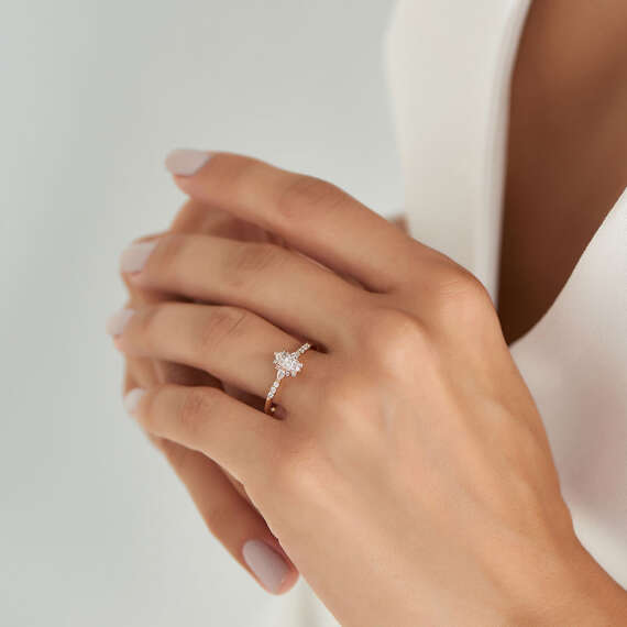 Lumino 0.54 CT Marquise and Pear Cut Diamond Rose Gold Ring - 2