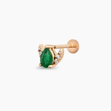 Lunar 0.25 CT Emerald and Diamond Rose Gold Piercing - Nev Jewellery (1)