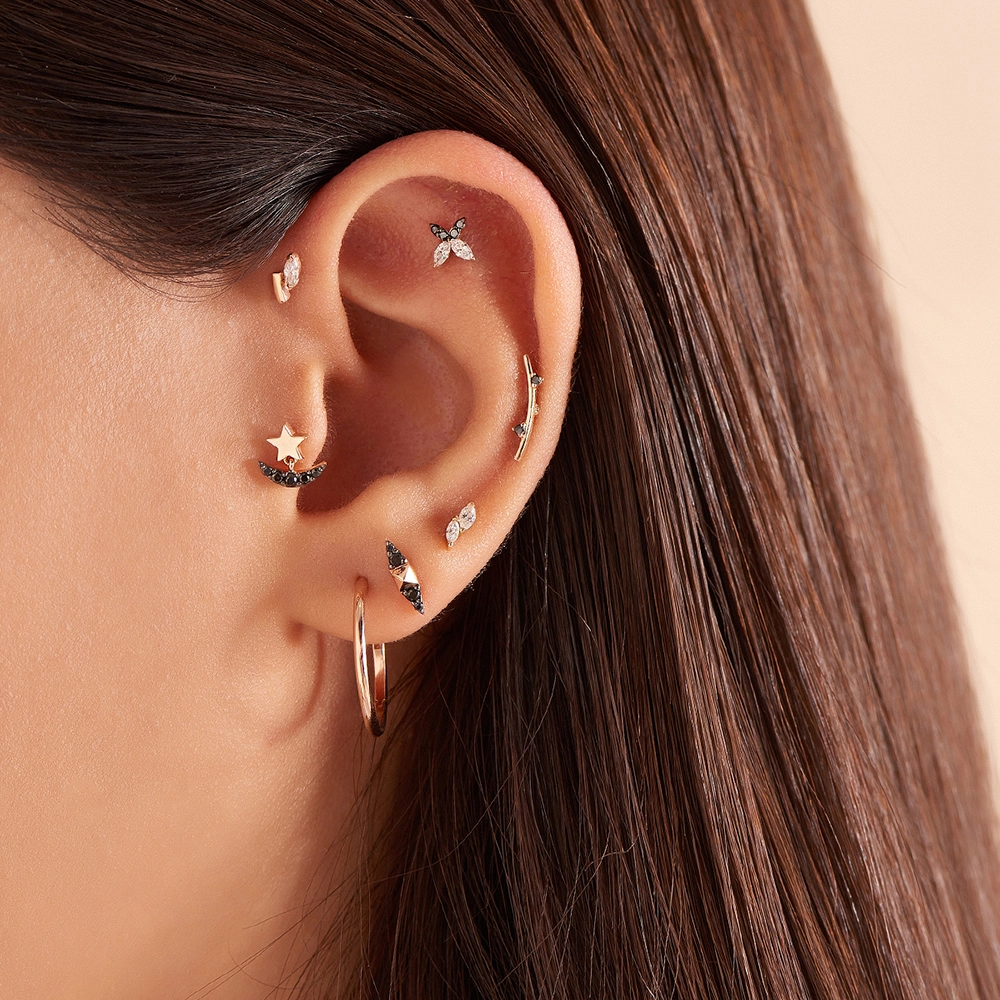 Luster Black Diamond Rose Gold Piercing - 1