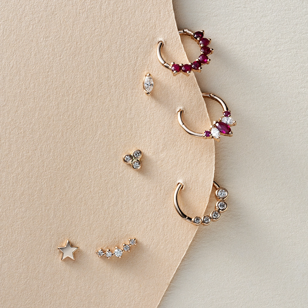 Lyra Ruby Rose Gold Hoop Piercing - 5