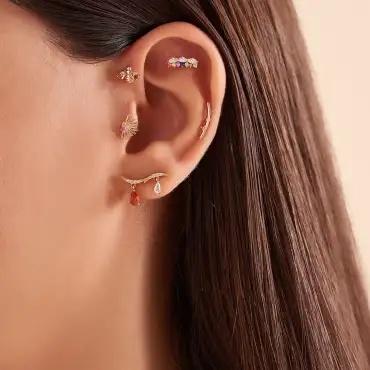 Maja Multiclolor Sapphire and Diamond Rose Gold Piercing - Nev Jewellery (1)