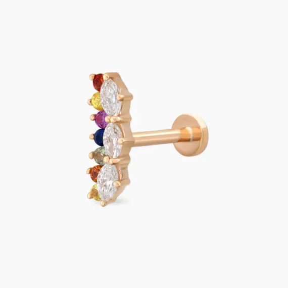 Maja Multiclolor Sapphire and Diamond Rose Gold Piercing - 1