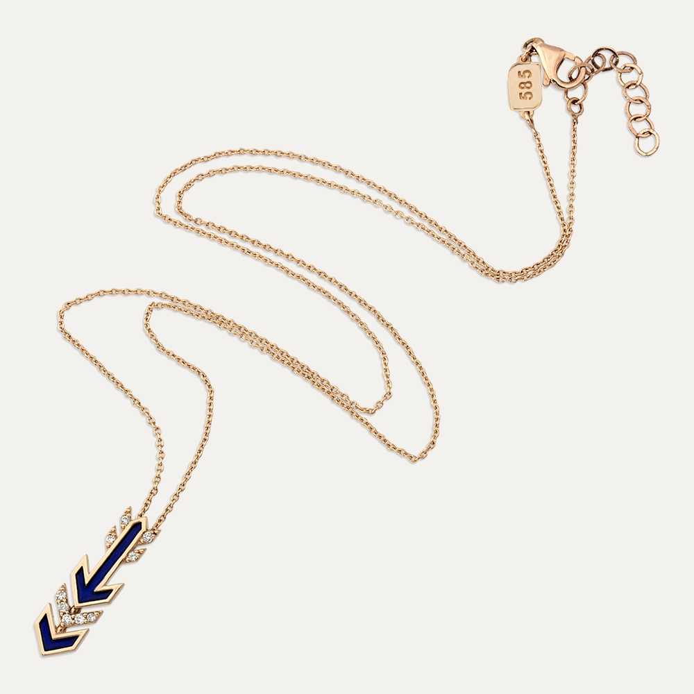 Malin Arrow 0.05 CT Diamond and Navy Blue Pendant - 3