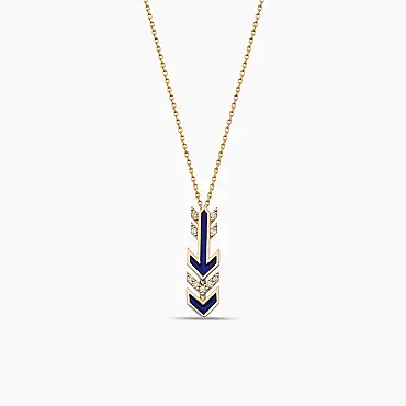 Malin Arrow 0.05 CT Diamond and Navy Blue Pendant - Nev Jewellery (1)