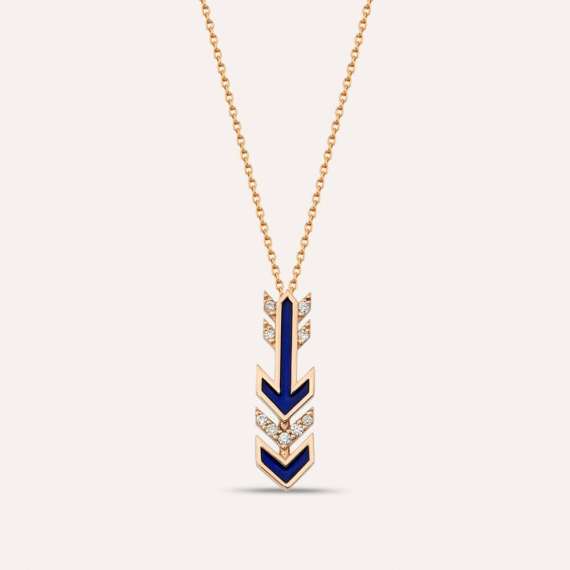 Malin Arrow 0.05 CT Diamond and Navy Blue Pendant - 1