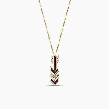 Malin Arrow 0.08 CT Diamond and Burgundy Enamel Pendant - Nev Jewellery (1)