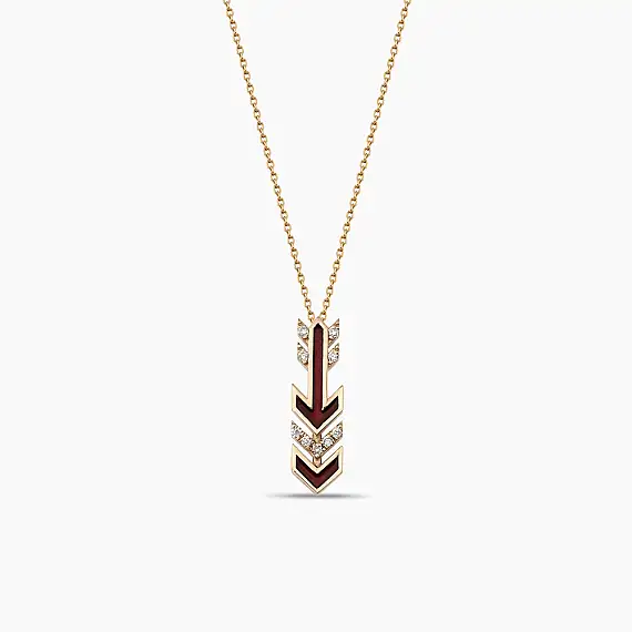 Malin Arrow 0.08 CT Diamond and Burgundy Enamel Pendant - 2
