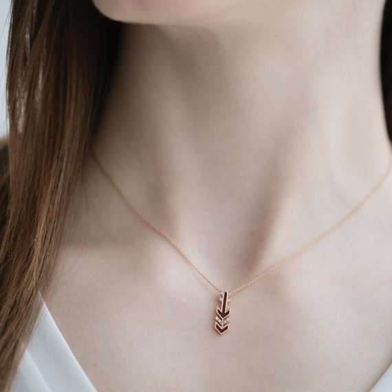 Malin Arrow 0.08 CT Diamond and Burgundy Enamel Pendant - 2