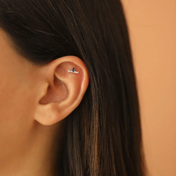 Marin Blue Sapphire and Diamond Rose Gold Piercing - Nev Jewellery