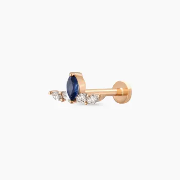 Marin Blue Sapphire and Diamond Rose Gold Piercing - Nev Jewellery (1)