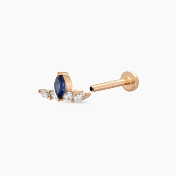 Marin Blue Sapphire and Diamond Rose Gold Piercing - 4