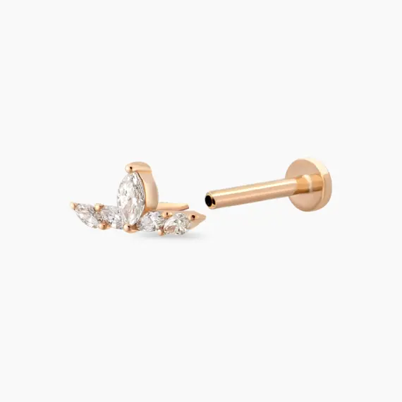 Marin Marquise Cut Diamond Rose Gold Piercing - 3