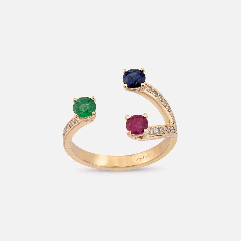 Marla 1.10 CT Diamond and Precious Gemstones Rose Gold Ring - Nev Jewellery (1)