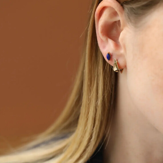 Marquise Cut Lapis Yellow Gold Single Earring - Nev Jewellery