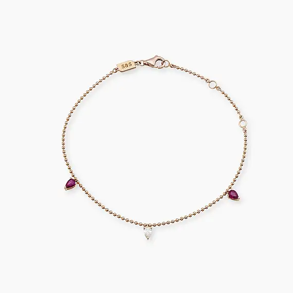 Mary 0.41 CT Ruby and Diamond Rose Gold Bracelet - 1