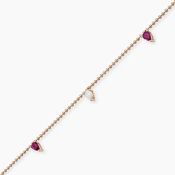 Mary 0.41 CT Ruby and Diamond Rose Gold Bracelet - 4