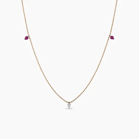 Mary 0.59 CT Ruby and Diamond Rose Gold Necklace - 2