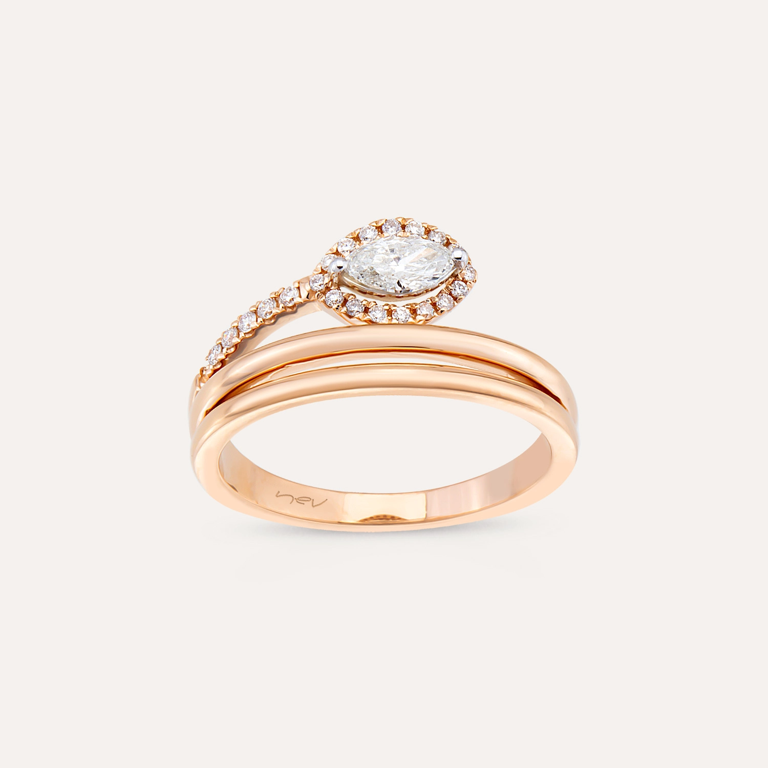 Megan 0.40 CT Marqusie Cut Diamond Rose Gold Ring - Nev Jewellery (1)