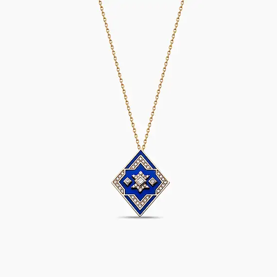 Megrez 0.32 CT Diamond and Navy Blue Enamel Pendant - 2