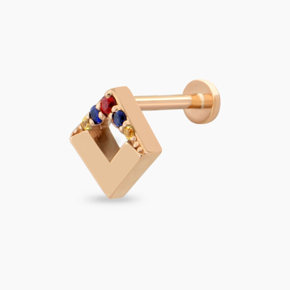 Meja Multicolor Sapphire Rose Gold Piercing - Nev Jewellery