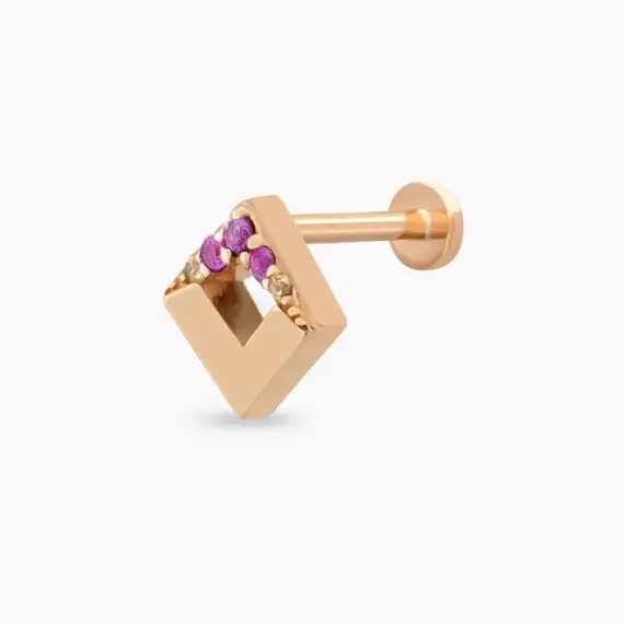 Meja Pink and Yellow Sapphire Rose Gold Piercing - 1