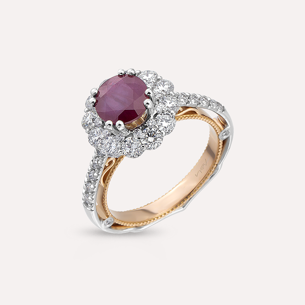 Mila 3.15 CT Ruby and Diamond Rose Gold Ring - 4