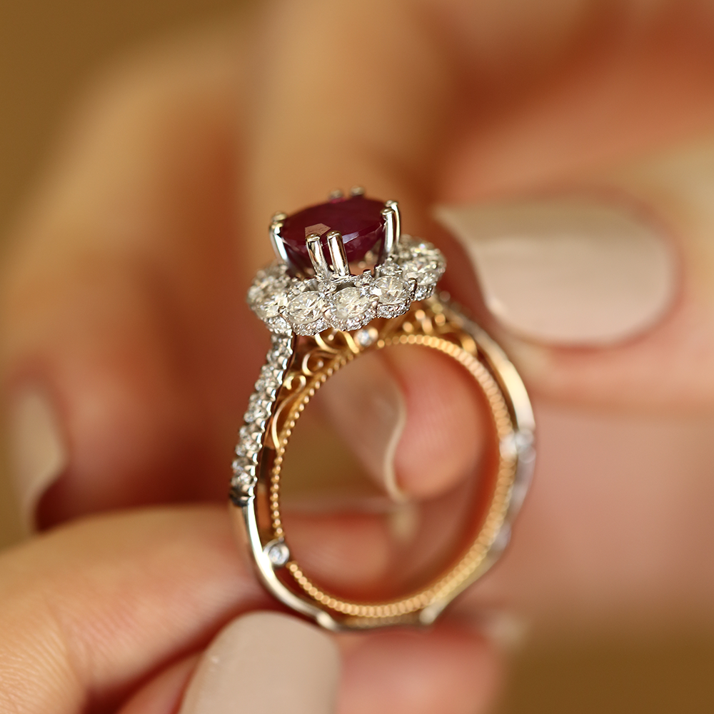 Mila 3.15 CT Ruby and Diamond Rose Gold Ring - 1