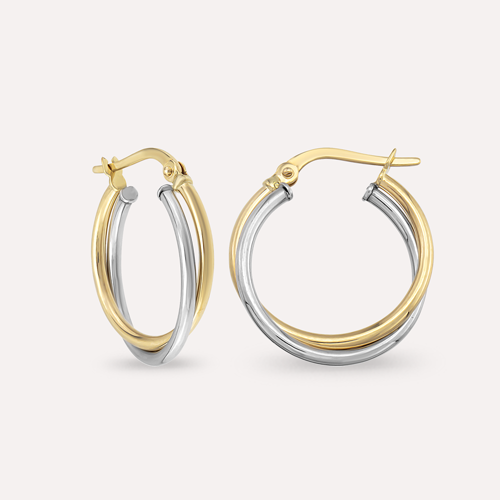 Miley Midi Yellow and White Gold Hoop Earring - Nev Jewellery (1)