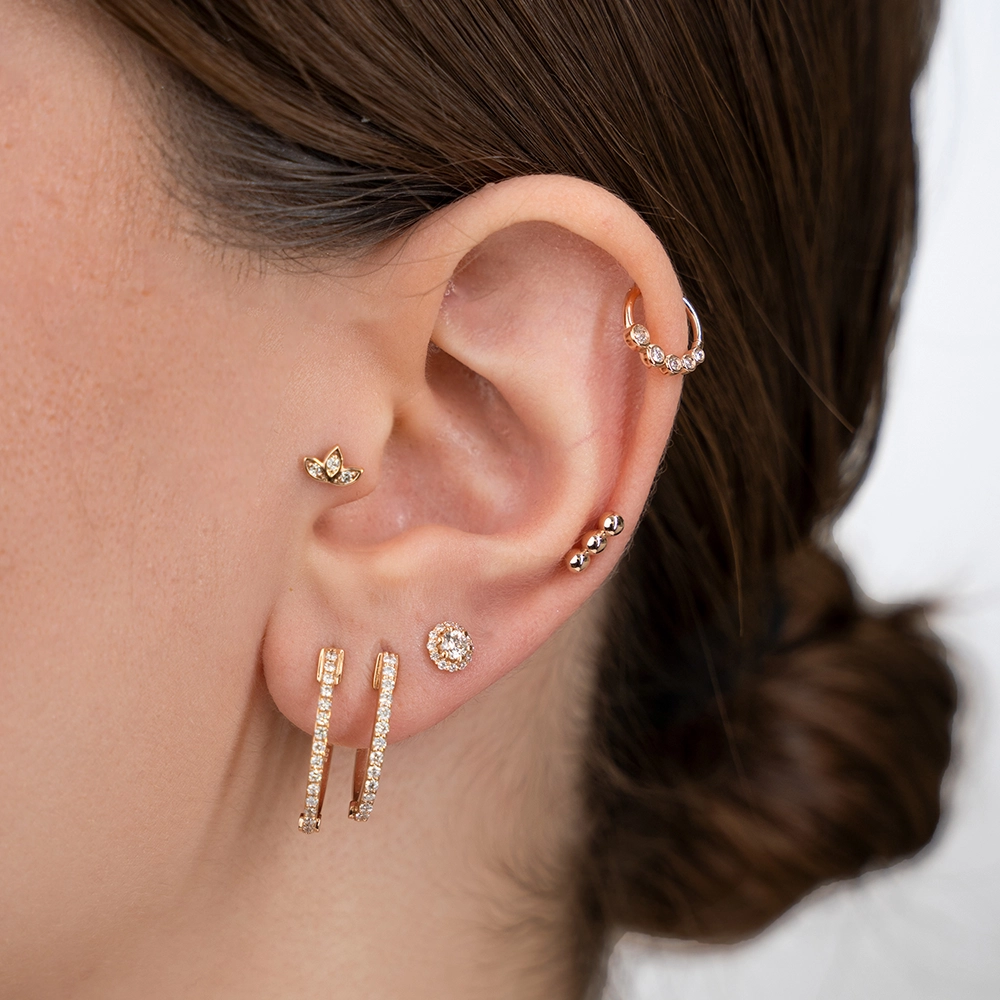 Mini Lotus Diamond Rose Gold Piercing - 5