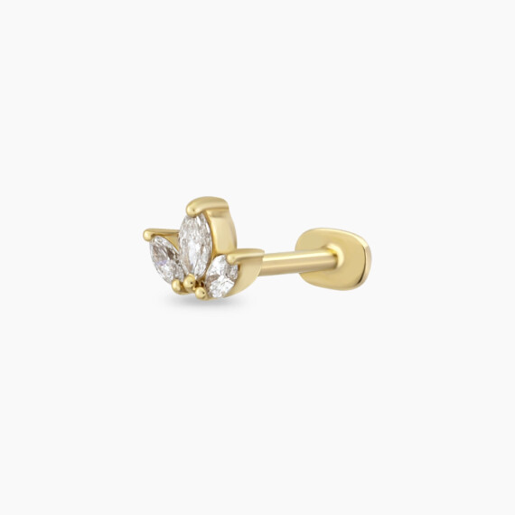 Mini Lotus Diamond Yellow Gold Piercing - Nev Jewellery