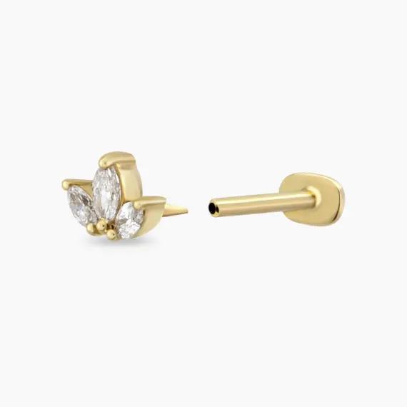Mini Lotus Diamond Yellow Gold Piercing - 4