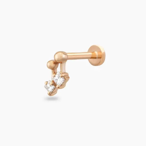 Mini Nota Princess Cut Diamond Rose Gold Piercing - 1