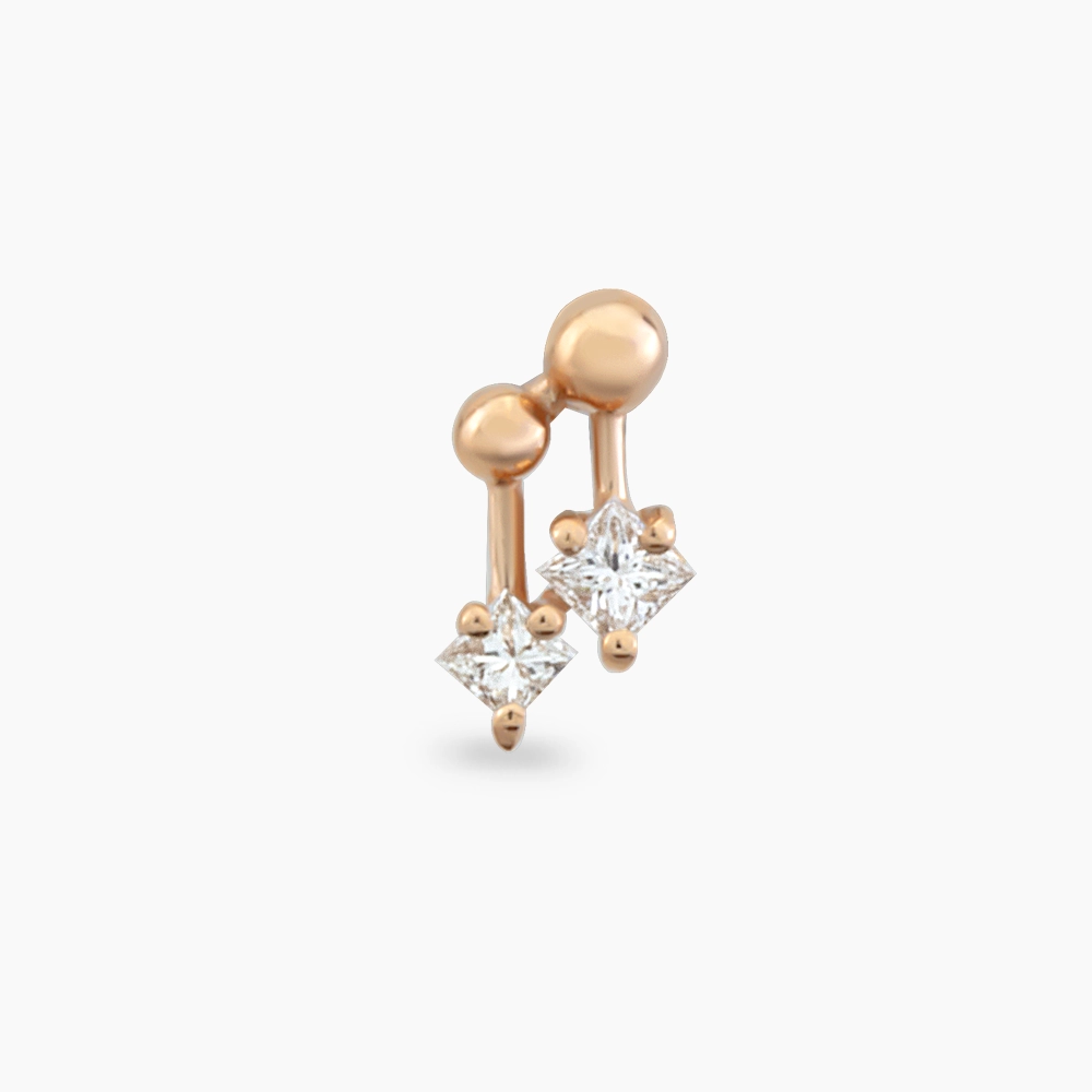 Mini Nota Princess Cut Diamond Rose Gold Piercing - 5