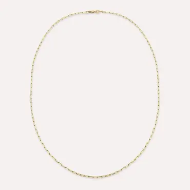 Mini Paperclip Yellow Gold Chain - Nev Jewellery (1)