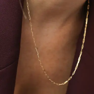 Mini Paperclip Yellow Gold Chain - Nev Jewellery (1)