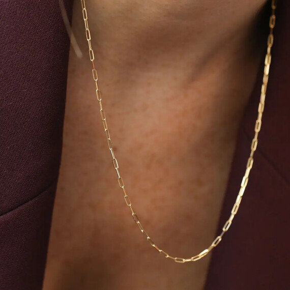 Mini Paperclip Yellow Gold Chain - Nev Jewellery