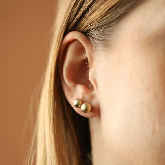 Mini Yellow Gold Textured Earrings - Nev Jewellery